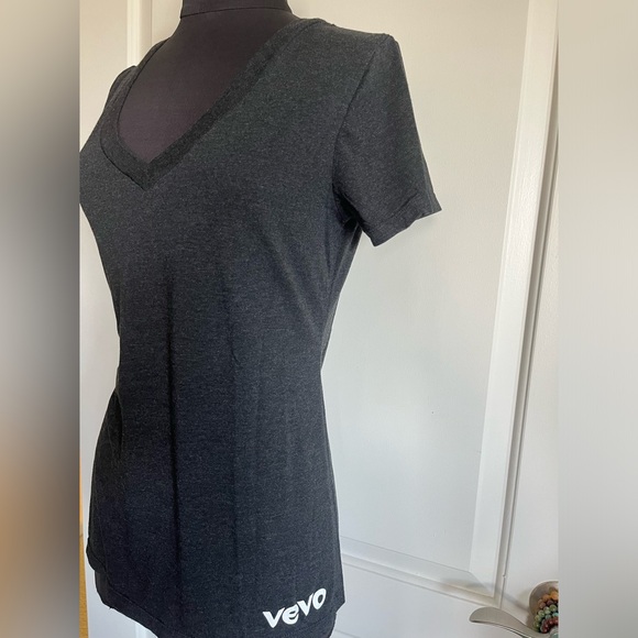 Next Level Apparel Tops - Next Level VEVO Ladies' CVC Deep V-Neck T-Shirt Gray L